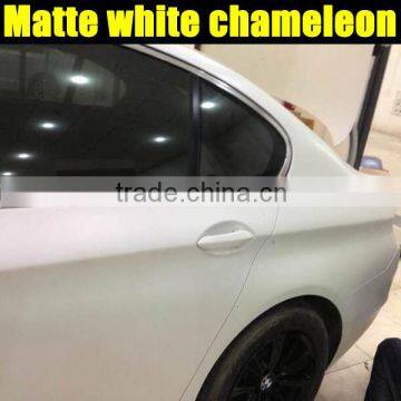 Strong strechable matt chameleon car sticker white to pink with air free bubbles 1.52*20m