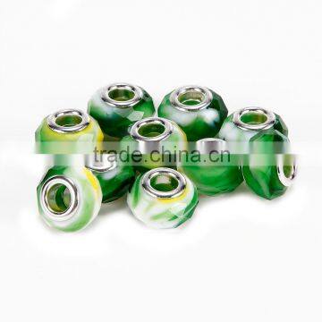 Hot Selling Facted Lampwork 10 pcs Green Color Glass Beads Loose Beads