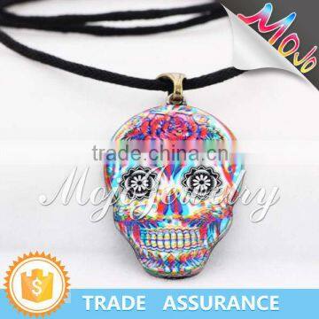 Fashionable New Design Digital Printed Skull Charm Pendant Necklace