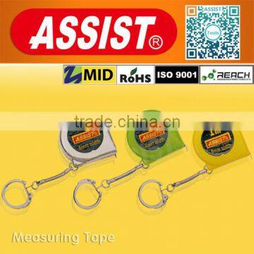 1m round retractable mini tape measure with key chain