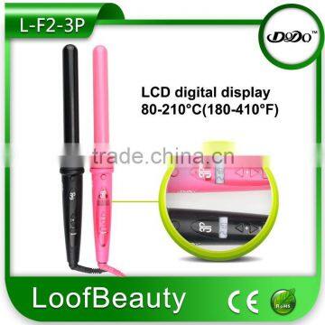 black LCD Display proffessional Interchangeable 3 in 1 Hair Curler Wand