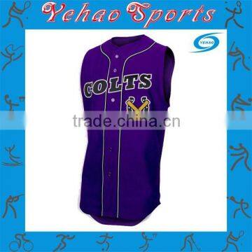 Sleeveless baseball jersey with custom color and logos