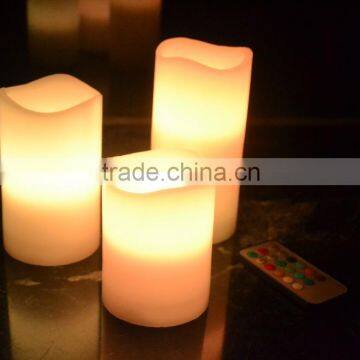 D75*H100 130 150mm wave edge real wax blowing LED candle Christmas set