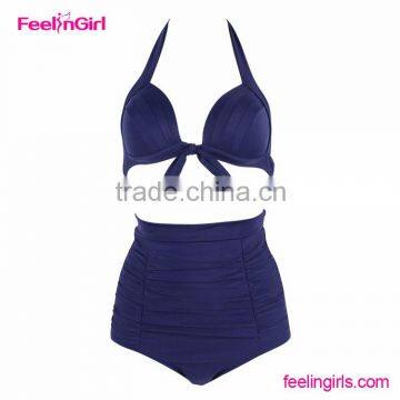 Fashion Extreme Sexy Girls Blue Halter Tankini Swimsuit