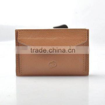 RFID Blocking Classical Men Genuine Italy Leather Wallet brown