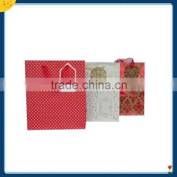 art paper gold stamp polka dot red gift paper bag set