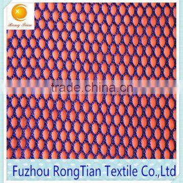 Blue polyester tricot knitted thin hexagonal mesh fabric for luggages