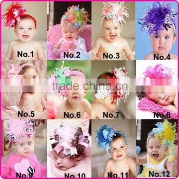 2015 spring summer cute feather boutique hair bows for baby and kids girls                        
                                                Quality Choice