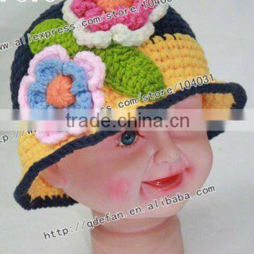 wholesale 100% cotton crochet girl sun hats,summer beach hats for children,china hat