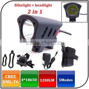 2015 hot sale 3modes 1200lumen CREE XML T6 5modes head lamp mountain bike lamp