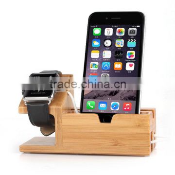 Watch Stand Phone Holder Stand Natural Bamboo Wood Charger Charging Dock Station Holder Stand bamboo cell phone stand