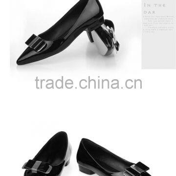 OW91 Hotest Black Patent PU flat pointed toe good quality for ladies shoes