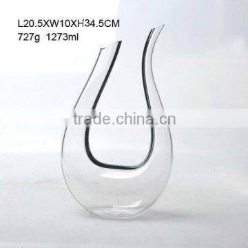 hand made U shaped glass wine decanter