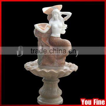 Round Natural Stone Garden Mermaid Water Fountain