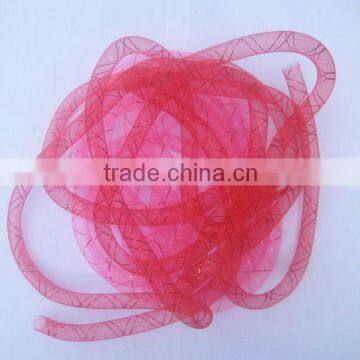 HOT SALE 10mm Pink / Fushia Nylon Mesh Tubing Net Ribbon for Valentines Gift Packaging Decoration