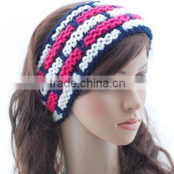 Knitted Hair bands with red and white stripe