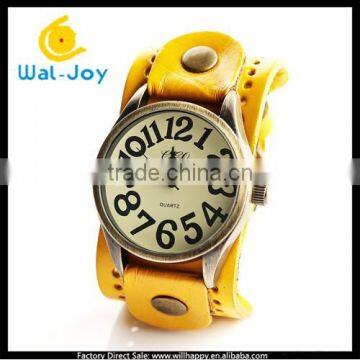 WJ-4004 most popular products genuine leather with big words men watch with round dial design