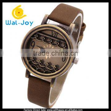 alibaba China hot sale trendy cute hollow design girls vintage watch(WJ-2635)