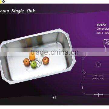 8047A single bowl stainless steel kitchen bathroom sink