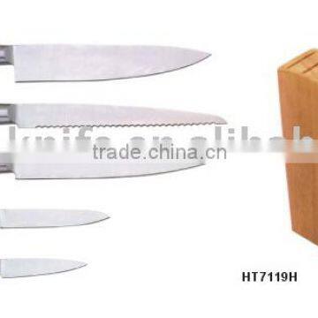 Stainless Steel Knife Set -6Pcs With Wooden Block