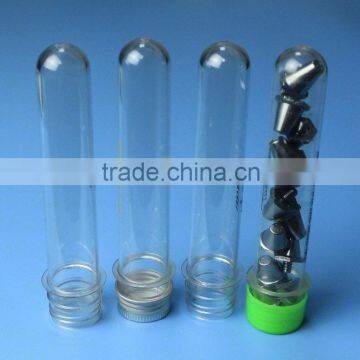 Test tube with metal screw caps