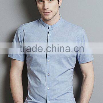 Men's Casual Business Short Neck Short Sleeve Cotton Shirts photo-3