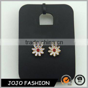 Gold Jewelry Top Design Rhinestone Enamel Flower Stud Earrings