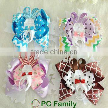 High quality Printed bunny design hair bow