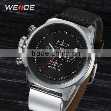 Top ! Sports Watches For Men WEIDE Brand Leather Strap Watch Fashion And Casual