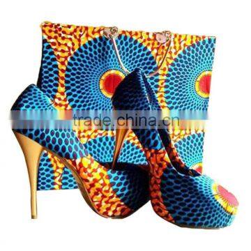 2014 Fabric Wax Shoes With Matching Handbag/Purse