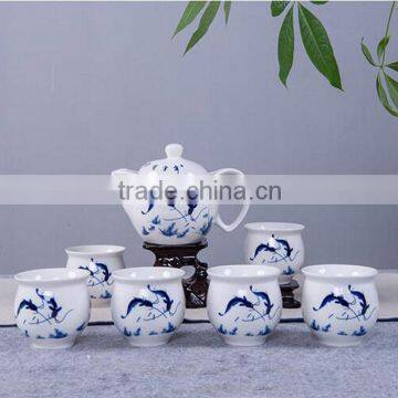 Chinese Style 7 Pieces Blue and White Porcelain Tea Set photo-5