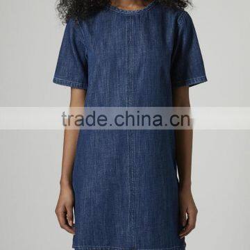 short sleeve indigo wash denim dress