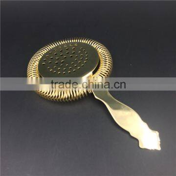 Stainless steel cocktail strainer gold for bartenders