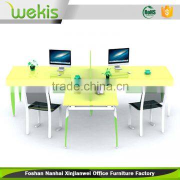 Custom Melamine And Metal Working Staff Office Table Design 4 Seat Cubicle Modular Office Workstation
