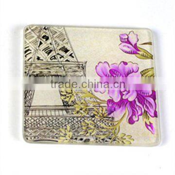 2 Pieces/set Tempered Glass Cup Coasters With Eiffel Tower photo-2
