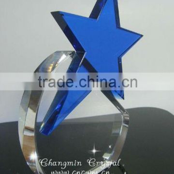 Elegant Star Shape Glass Award For Sports Souvenir