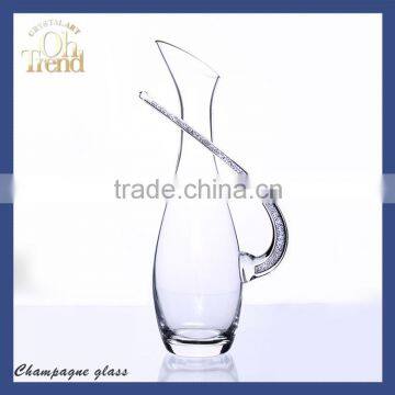 Hand Crafted Slanting Mouth Water Design Wine Crystal Cut Glass Decanter