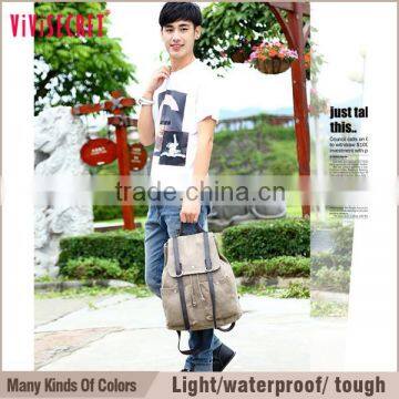Vivisecret China Wholesale Canvas Leather Backpack, Fashion Leisure Satchel Rucksack for Boys photo-5