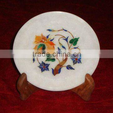 Manufacture Marble Stone Inlay Round Shape Plate