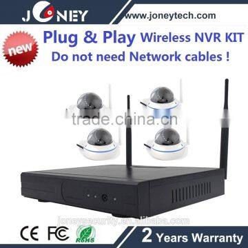 Plug n play IR Dome wifi ip camera 4 channel Wireless nvr kit