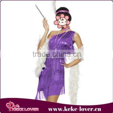 New fashion design sexy costumes for party elegand purple girls costumes stylish strapless ladies costumes wholesale