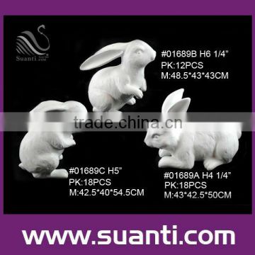 White rabbit polyresin statue