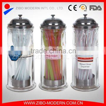 Wholesale glass drinking straw dispenser with stainless metal cover