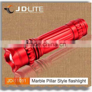 Marble Pillar Style 240 lumens aluminum flashlight led zoom focus Noiseless design power flashlight torch