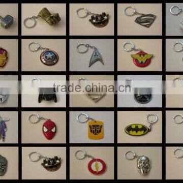 Batman Logo Pewter Keychain Superman Spider Man Mask Thor's Helmet Thor's Hammer avenger keychains marvel keychains