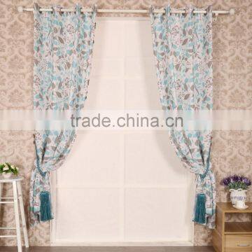 T/C Fabric Leaf Printed Curtain Panel Drapes Drapery