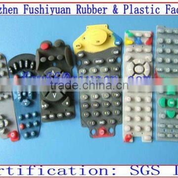 custom transparent silicone rubber keypad buttons with conductive carbon pills remote key rubber button