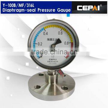 Y-100BF/Z/MF/316 diaphragm seal pressure gauge