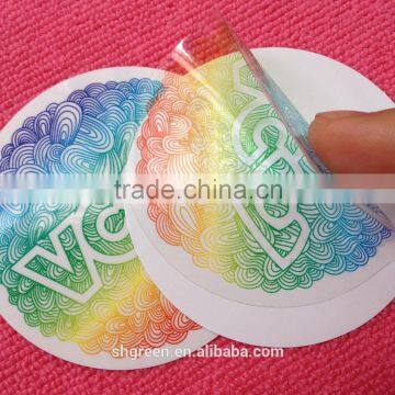 Eco-friendly transparent plastic vinyl sticker for garment