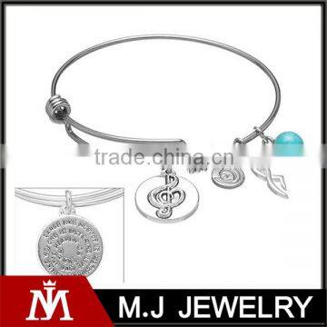 2015 new bracelet ladies stainless steel rhinestone music bracelet